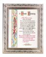  HOUSE BLESSING IN A FINE DETAILED SCROLL CARVINGS ANTIQUE SILVER FRAME 